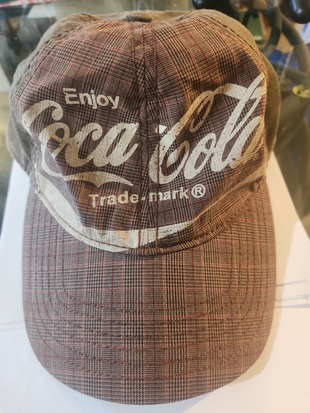 Enjoy Coca-Cola One Size Fits Most Brown Plaid Adjustable Ball Cap